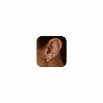 JeweBella 3 Paires Boucles d'oreilles Argent 925 pour Femme Plaquée Or 14 Carats Petites Clou d'Oreilles Mini Boucles d'Oreilles Créoles pour Plusieurs Piercings Oreille Cartilage Examen