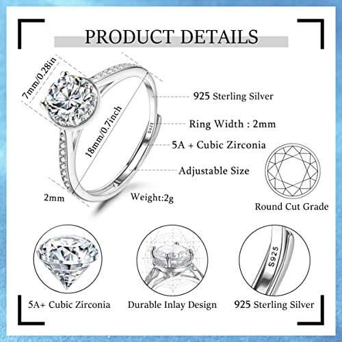 JeweBella Bague Femme en Argent Sterling