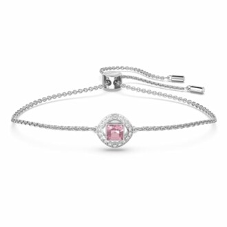 Bracelet en argent avec pierre rose et ajustable.