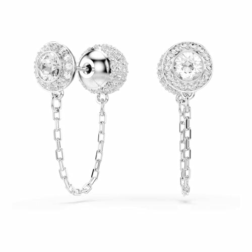 Boucles d'oreilles en argent avec chaînes et cristaux.