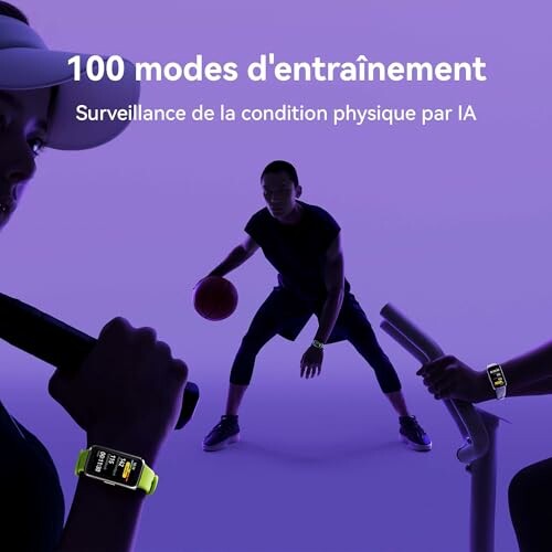Personnes utilisant des montres intelligentes pour le sport.