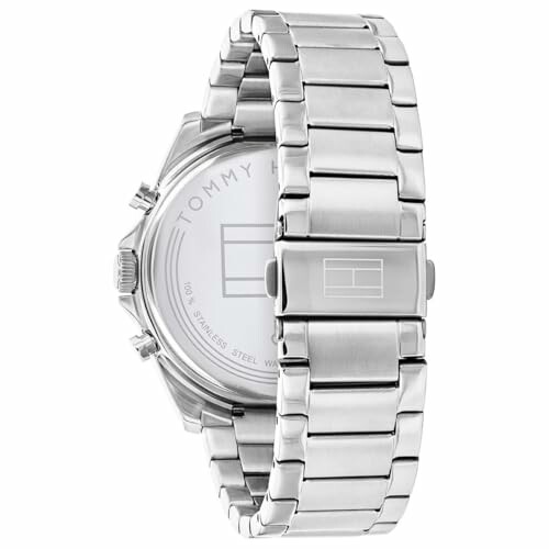 Montre en acier inoxydable vue de dos.