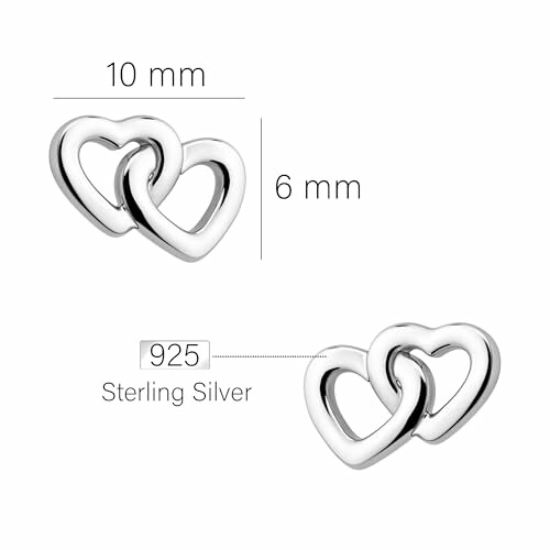Boucles d'oreilles en argent sterling avec cœurs entrelacés.