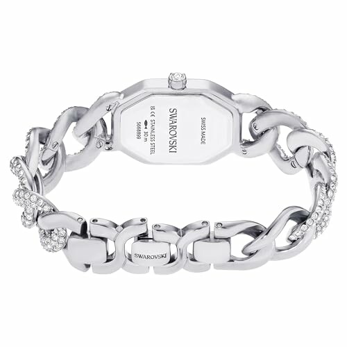 Montre Swarovski en argent avec bracelet en maillons et strass.